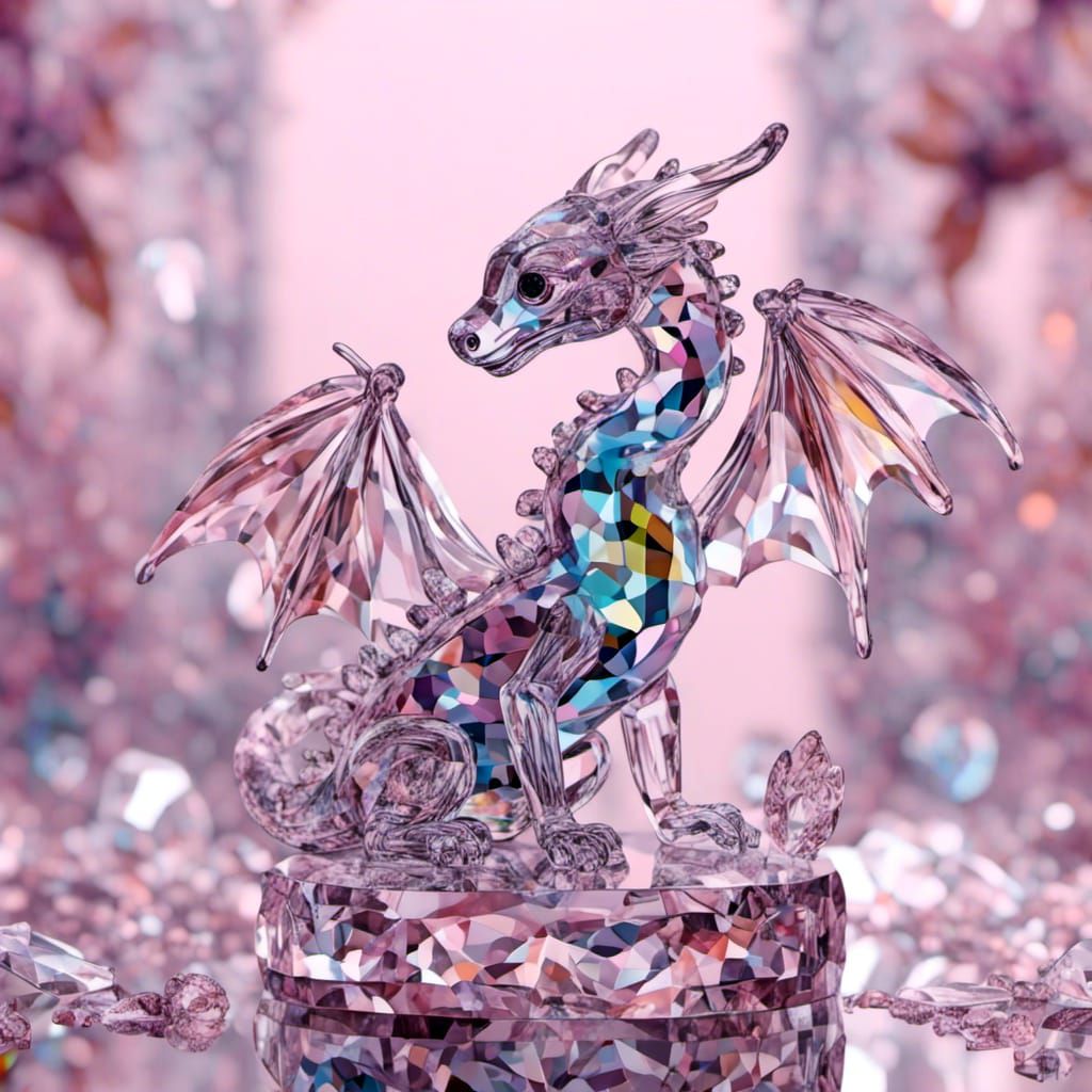 Miniature Glass Dragon on a Glass Box