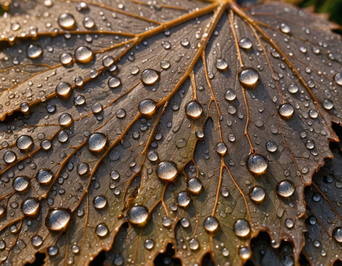 Dew Drops Reflecting Summer Landscape: Macrophotography