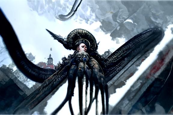 Lovecraftian Angel Above Victorian Church