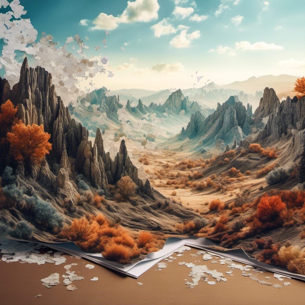 Torn Paper Collage: Desert and Forest