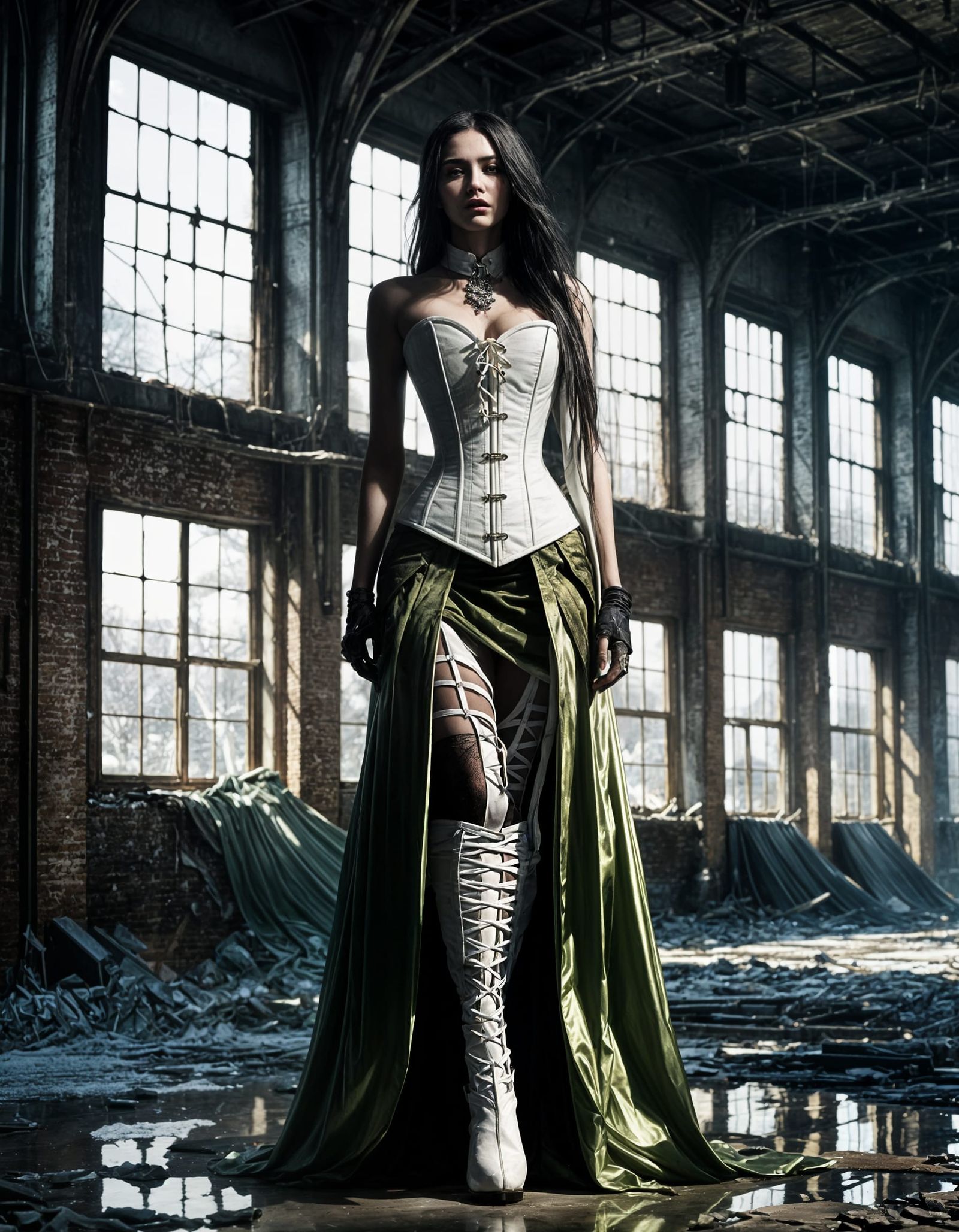 Techno Gothic High Priestess in Abandoned Factory