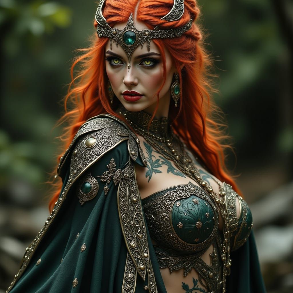 Celtic Tribal Spirit with Runes and Tattoos