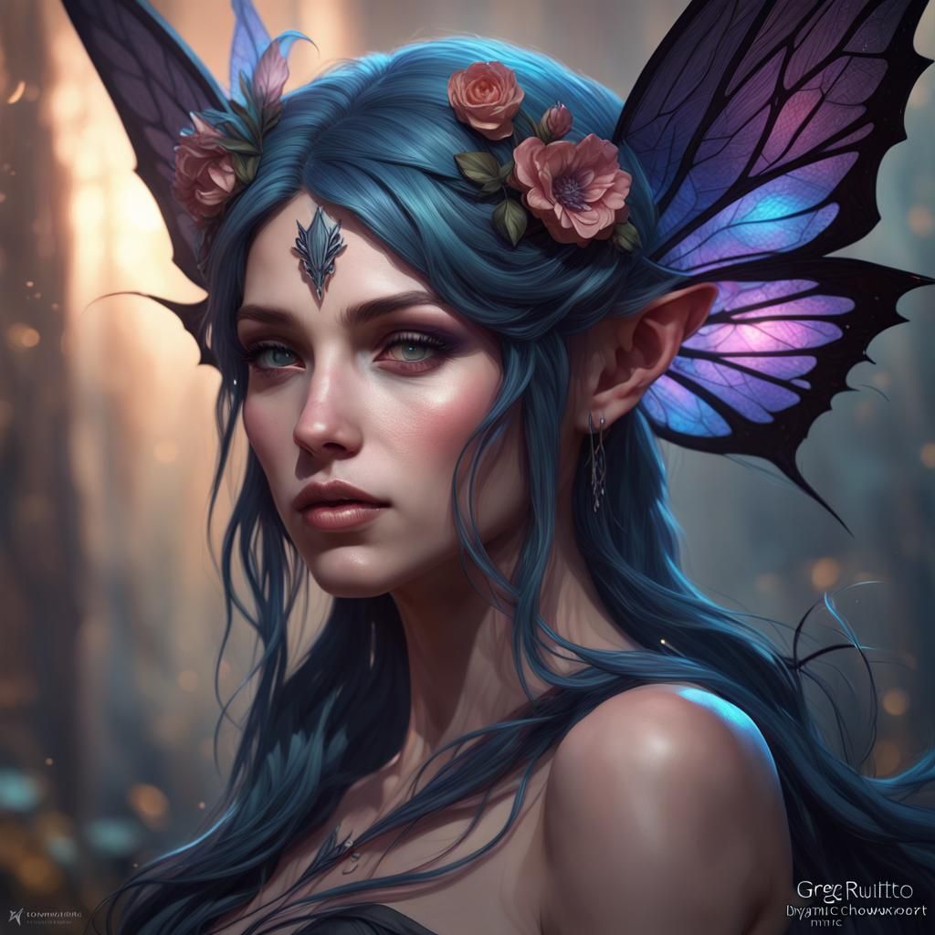 Dark Fairy Portrait in Hyperdetailed Fantasy Style