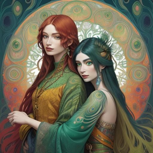 Mystical Women Portrait in Expressionist Style