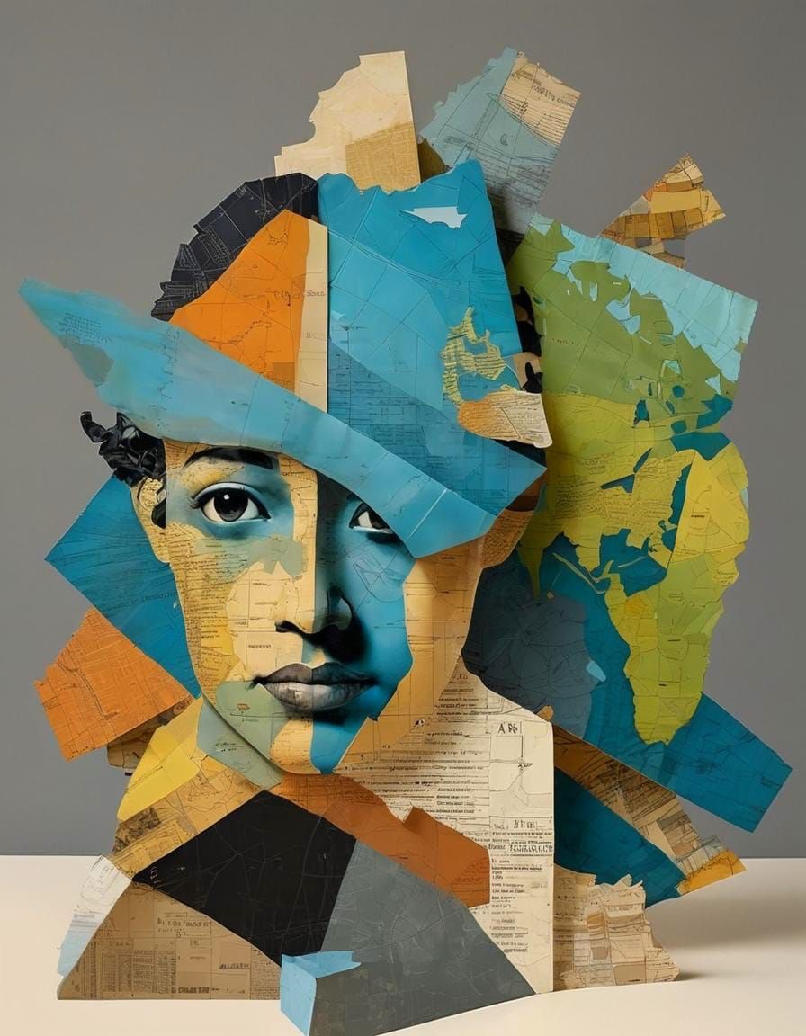 Map Collage Portrait of a Woman