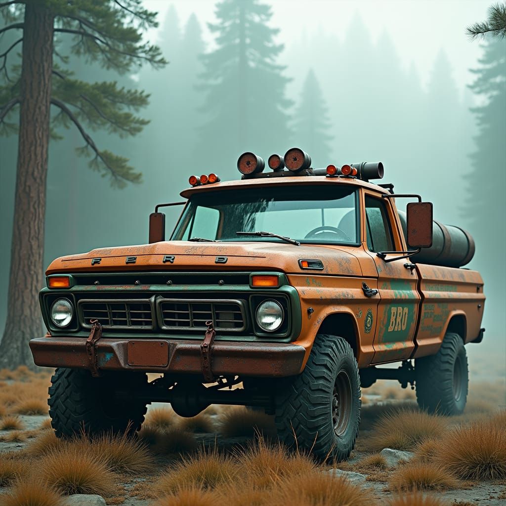 Rugged Ford F250 in Fantasy Forest, Matte Painting