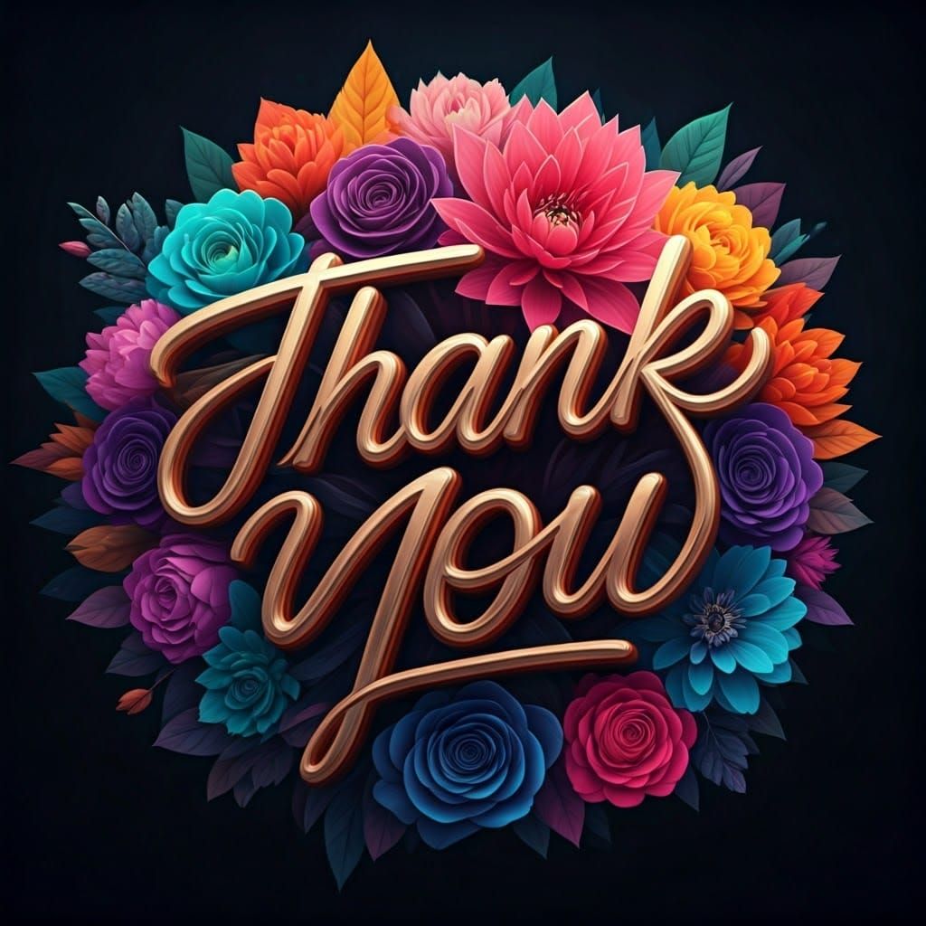 Metallic Thank You Bouquet in Digital Art Style