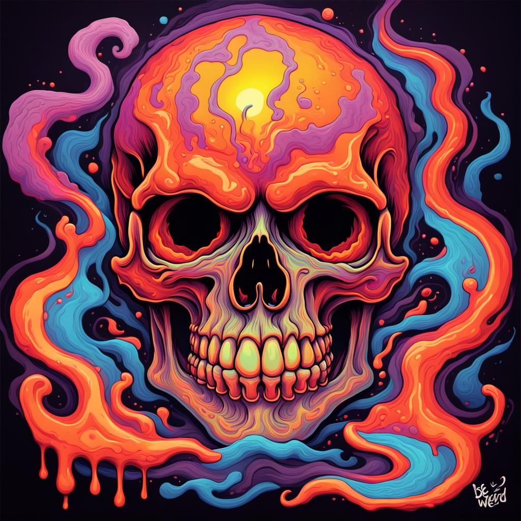 Surreal Lava Skull Cartoon: Be Weird