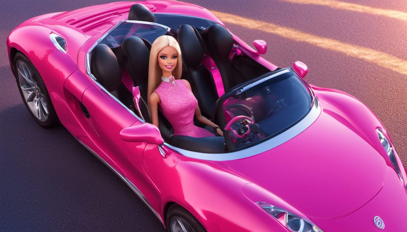 Barbie in her Pink Sportscar