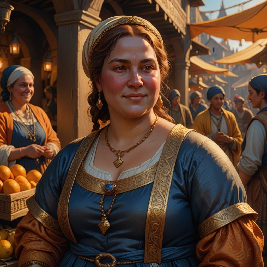 Renaissance Marketplace Portrait of Female Merchant