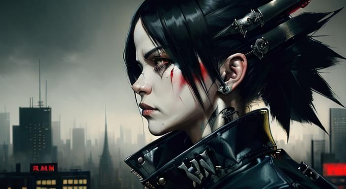 Menacing Man in Urban Landscape: Digital Art