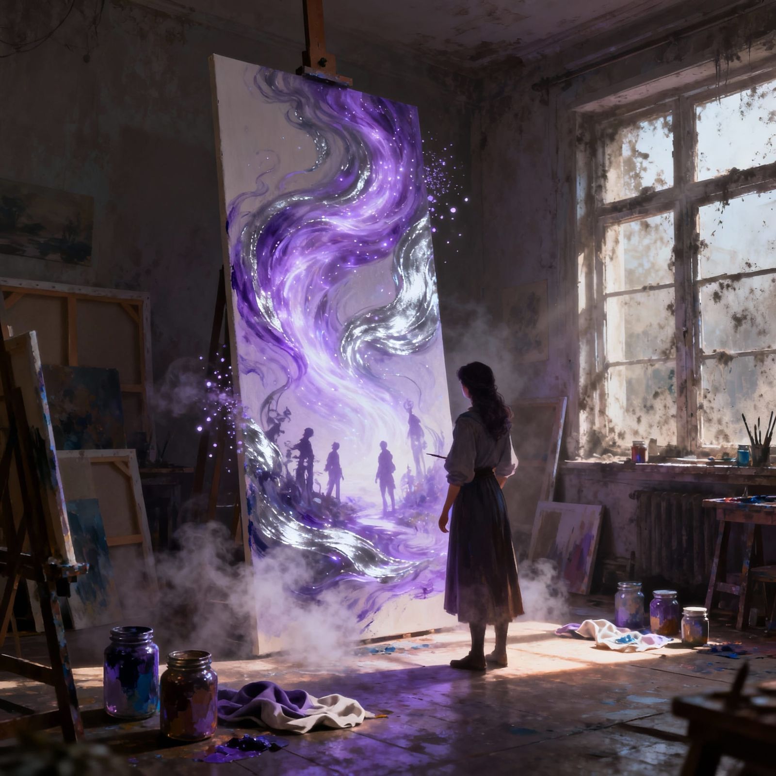 Magical Painter Reveals Ethereal World on Glowing Canvas