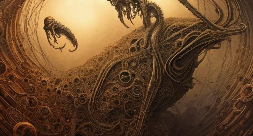 Detailed 3D Pencil Sketch of an Alien