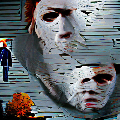 Eerie Minimalist Portrait of a Horror Character