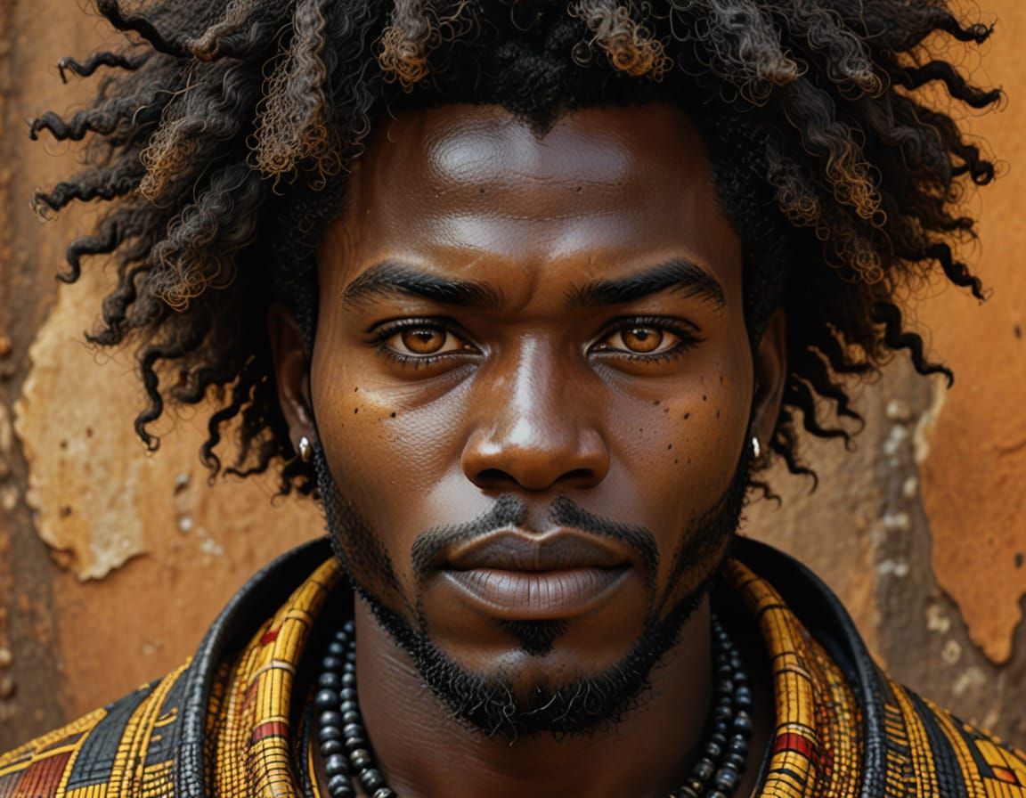 Surreal African Man Portrait in Hyperrealistic Style