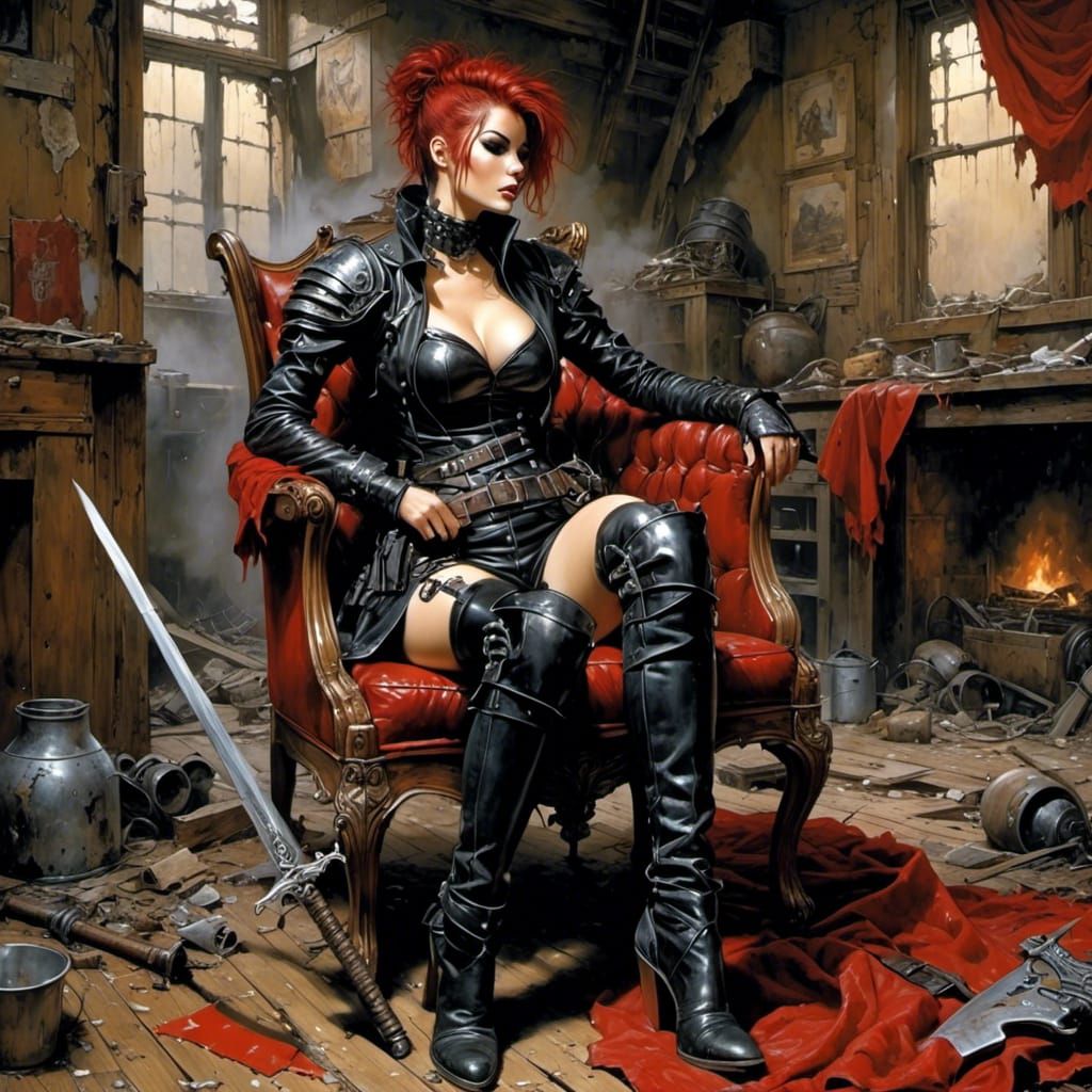 Post-Apocalyptic Woman in Abandoned House: Detailed Digital ...