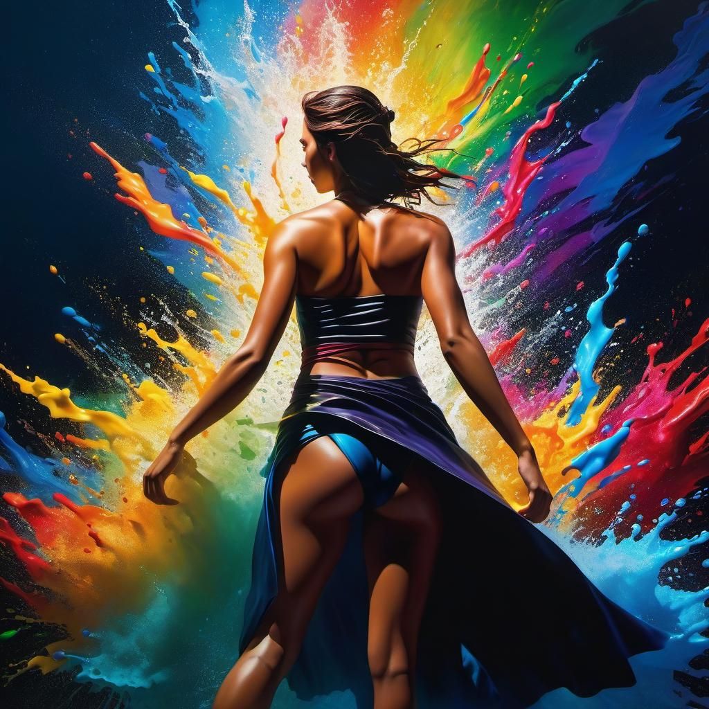 Woman Conquers Darkness with Love: Hyperrealistic Art