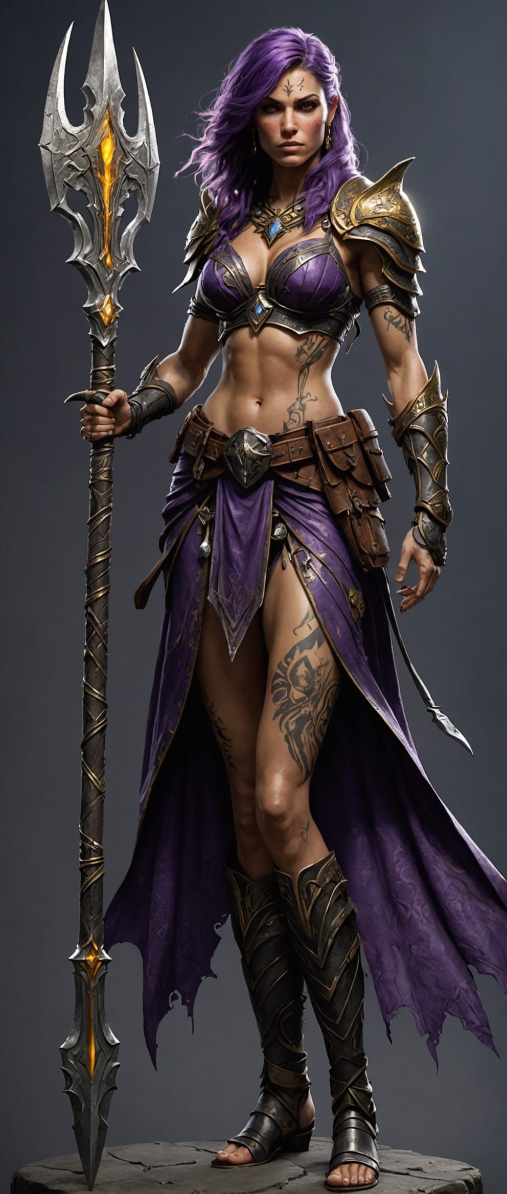 Tattooed Savage Warrior in Dark Fantasy Style