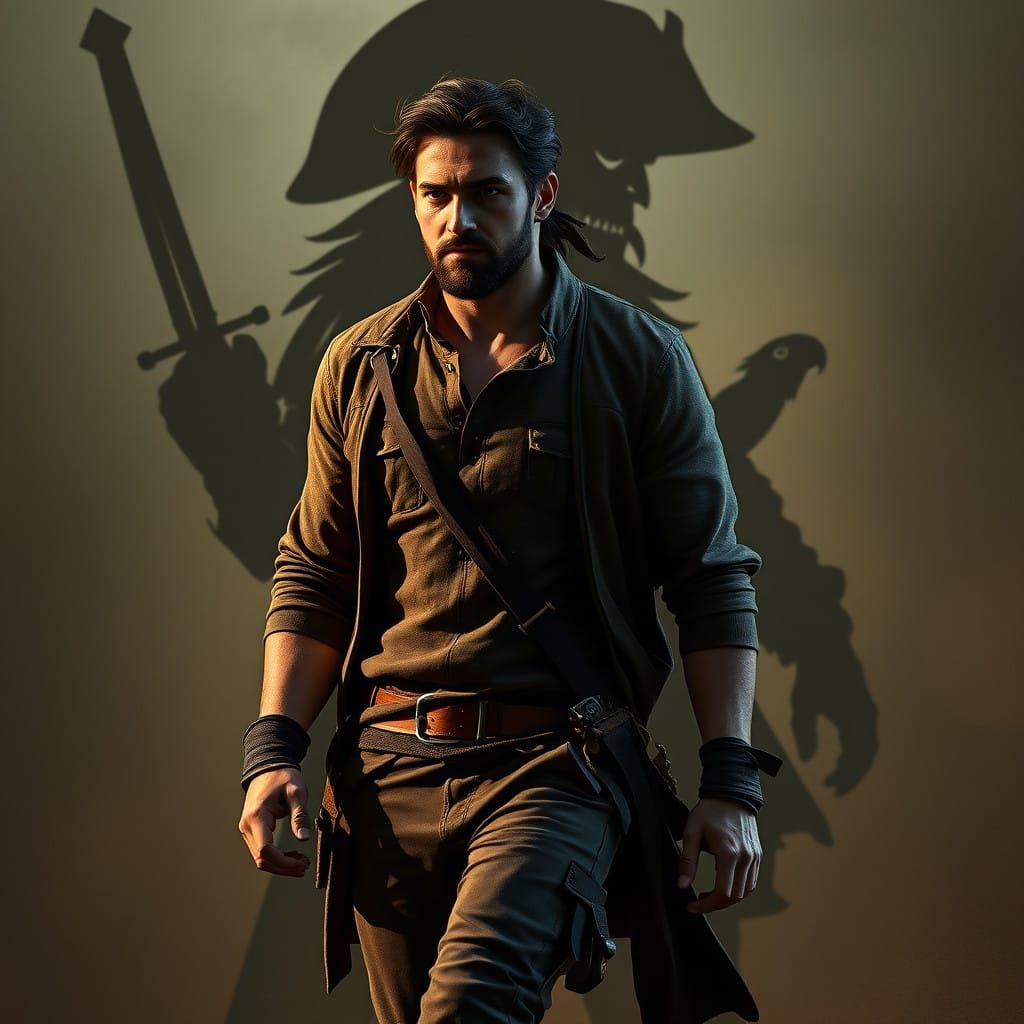 Determined Adventurer Casts Pirate Shadow