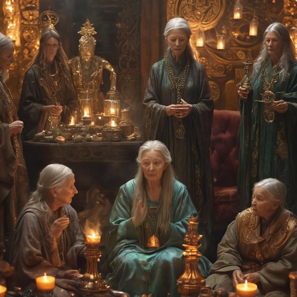 Ethereal Samhain Gathering in Art Nouveau Style