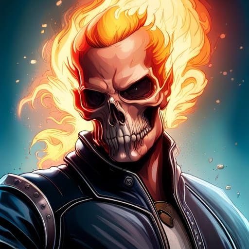 Ghost Rider Portrait in Hyperdetailed Style