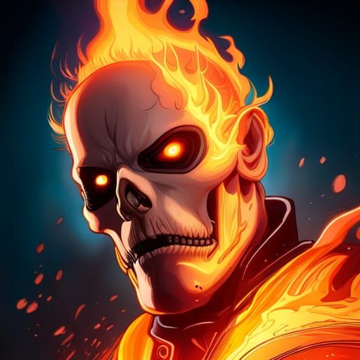Ghost Rider Portrait in Hyperdetailed Style