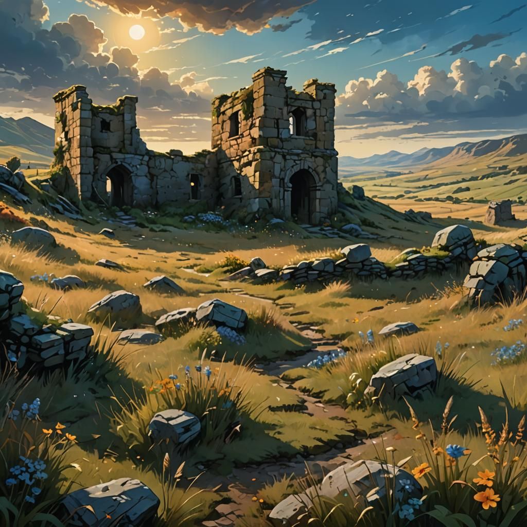 Ruined Village: Fantasy Landscape Concept Art
