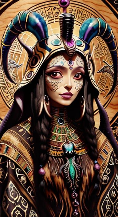Ethereal Goth Goddess in Ancient Egyptian Splendor