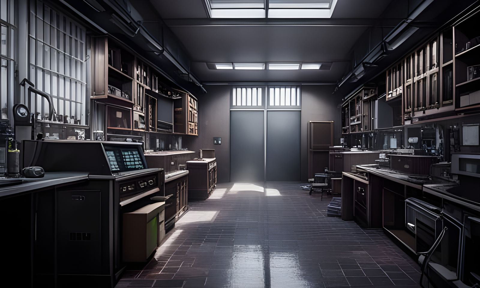 Dark Post-Apocalyptic Laboratory in Hyper-Realistic Style