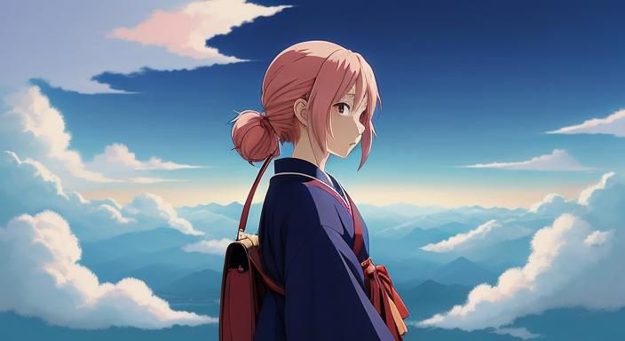 Heart Cloud Silhouette in Japanese Anime Style