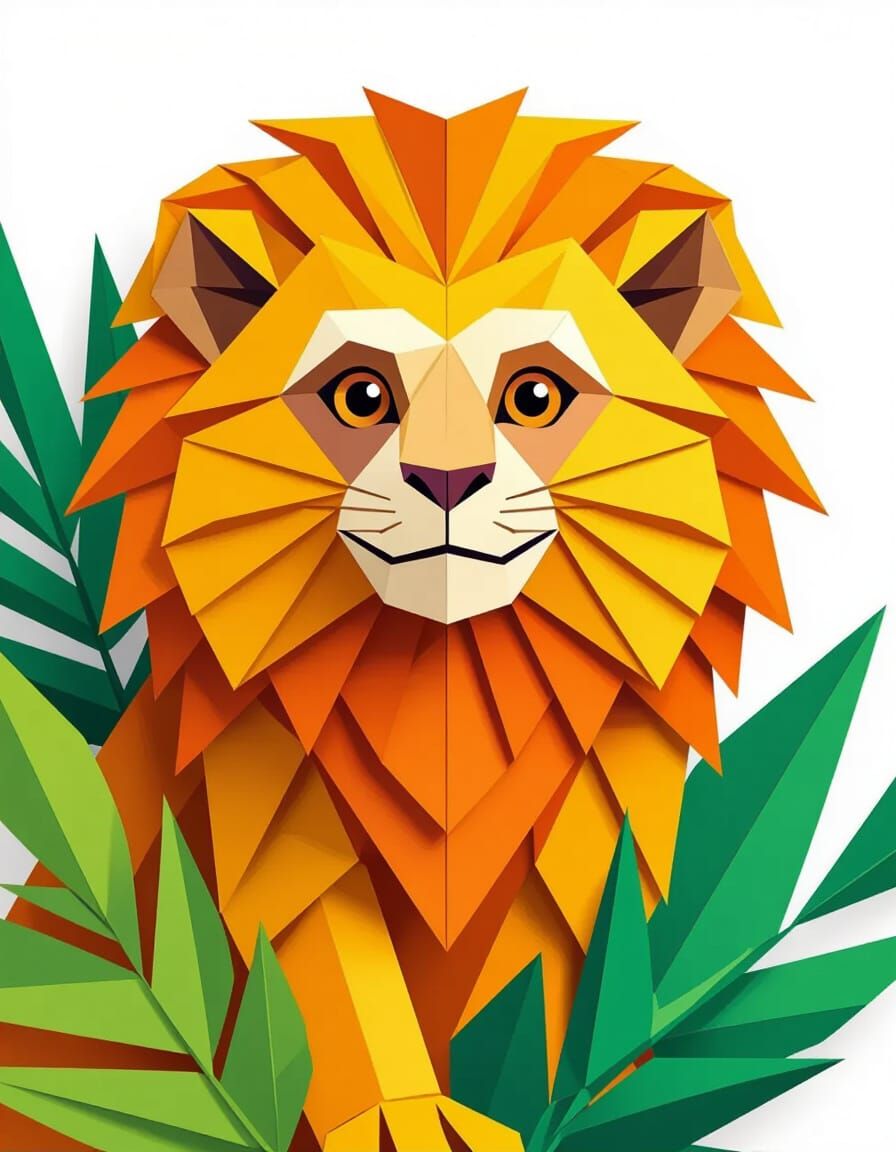 Origami Golden Lion Tamarin Vector Portrait