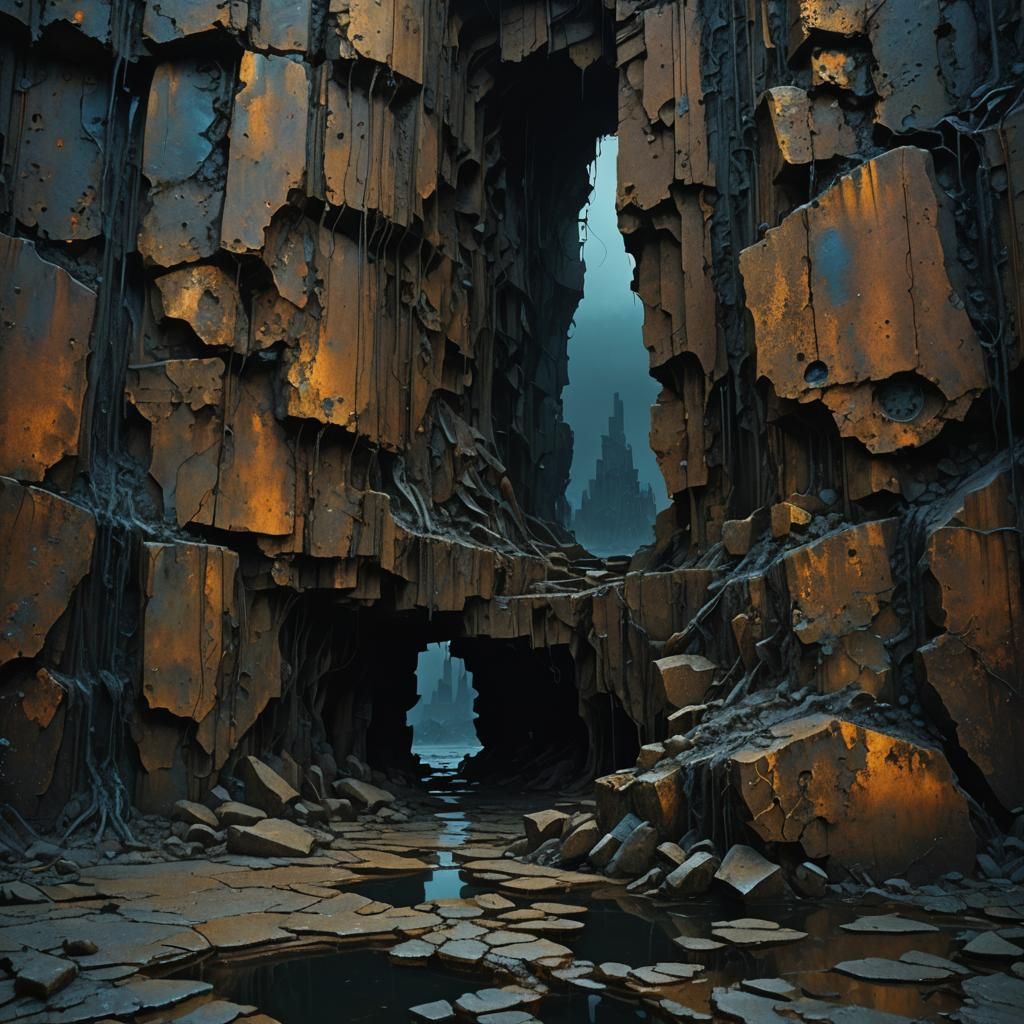 Dark Fantasy: Rusted Tools in Dimly Lit Cellar