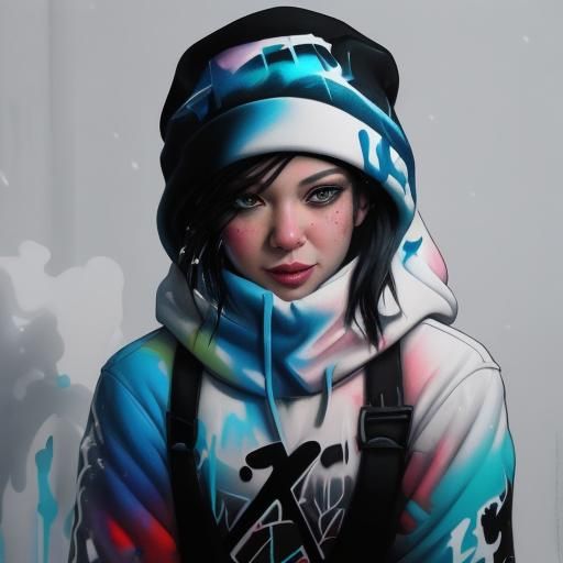 Snowy Night Doorway in Graffiti Splash Art