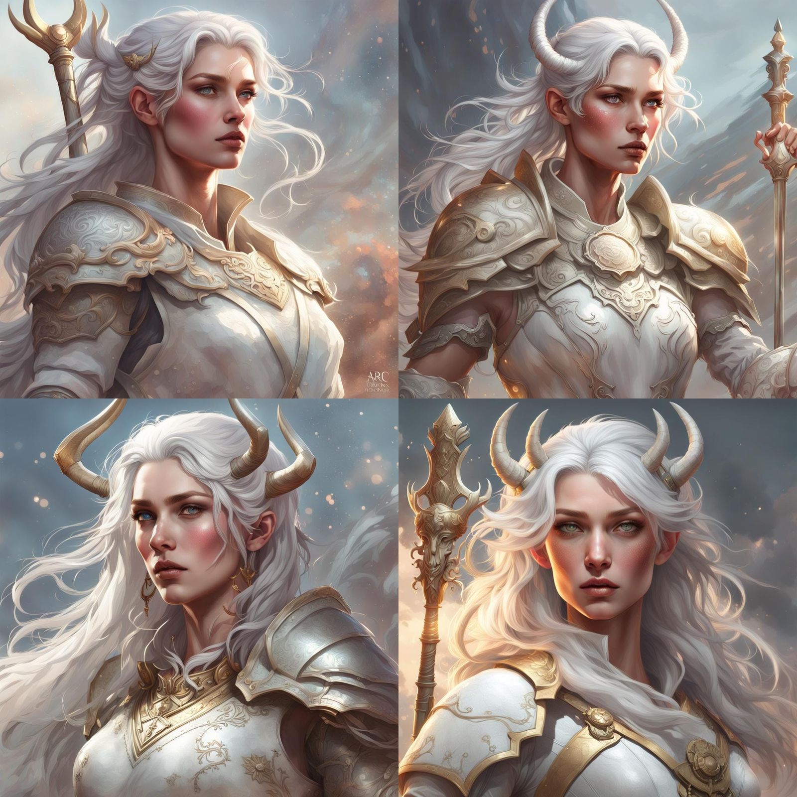 Elegant Centaur Cleric Portrait in Art Nouveau Style