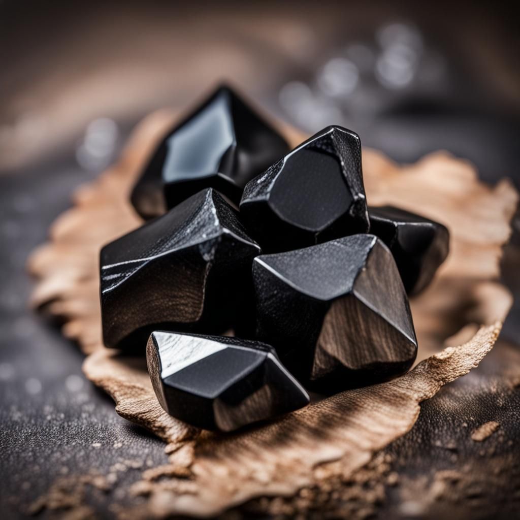 Raw Black Obsidian and Shungite Stones
