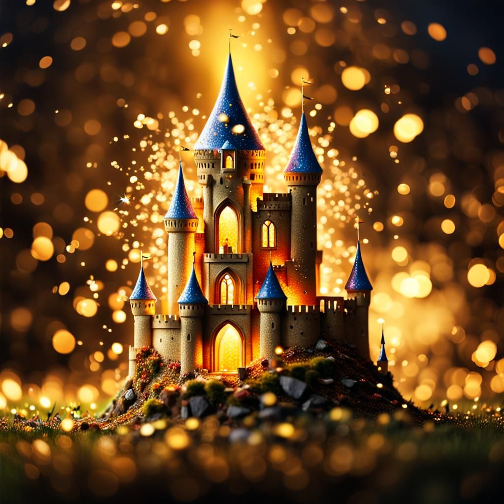 Fairy Castle Inside Flower Petals: Hyperrealistic Tilt-Shift...