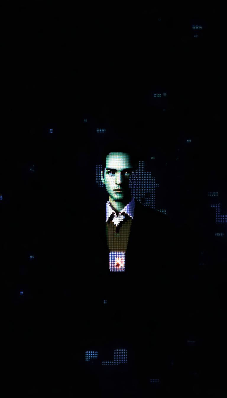 Pixelated Glitch Art Close-up in Retro 3D Style