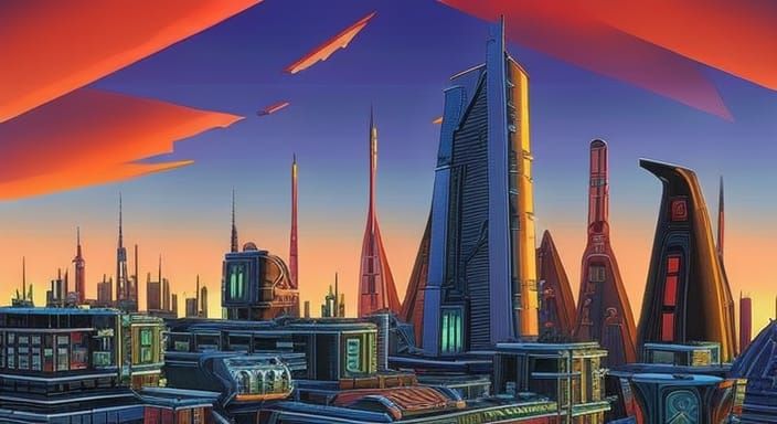 Incandescent Futuristic Cityscape at Evening