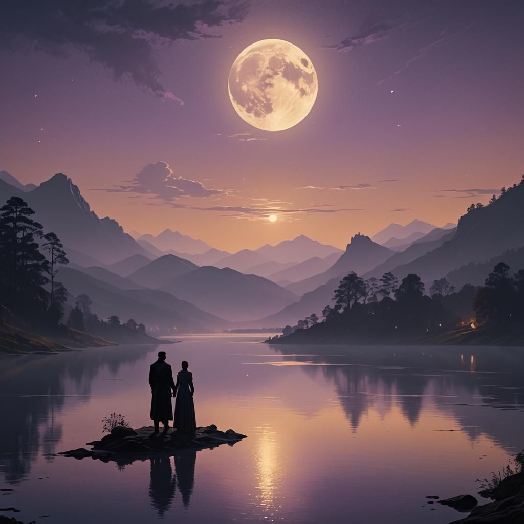 Romantic Silhouettes in Candlelight Fantasy Art