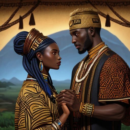 African Vows: A Vibrant Oil Painting in Fantasy Style