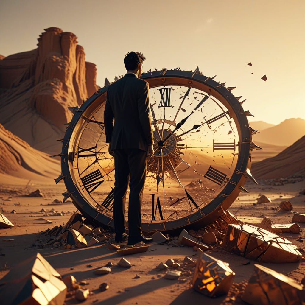 Surreal Desert Scene Inspired by Salvador Dali