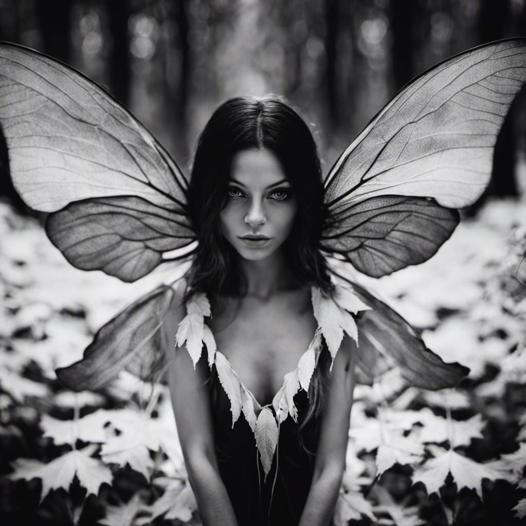 Ethereal Fairy Portrait in Infrared Black and White