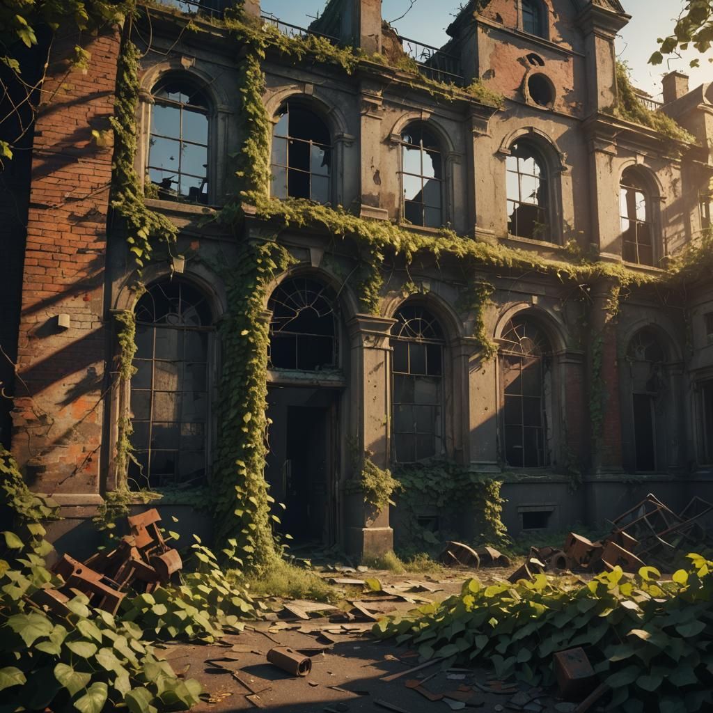 Eerie Abandoned Orphanage in Dark Cinematic Style