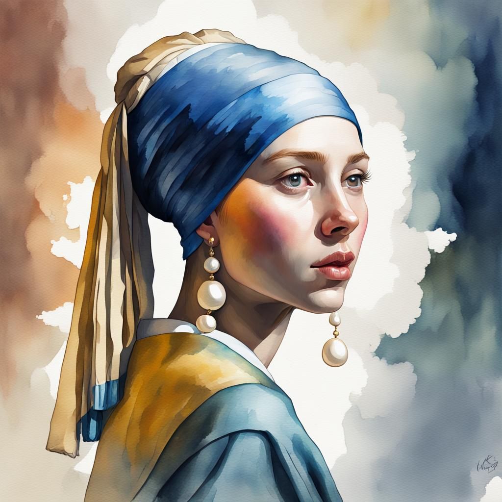 Girl with Pearl Earring: Watercolor Portrait