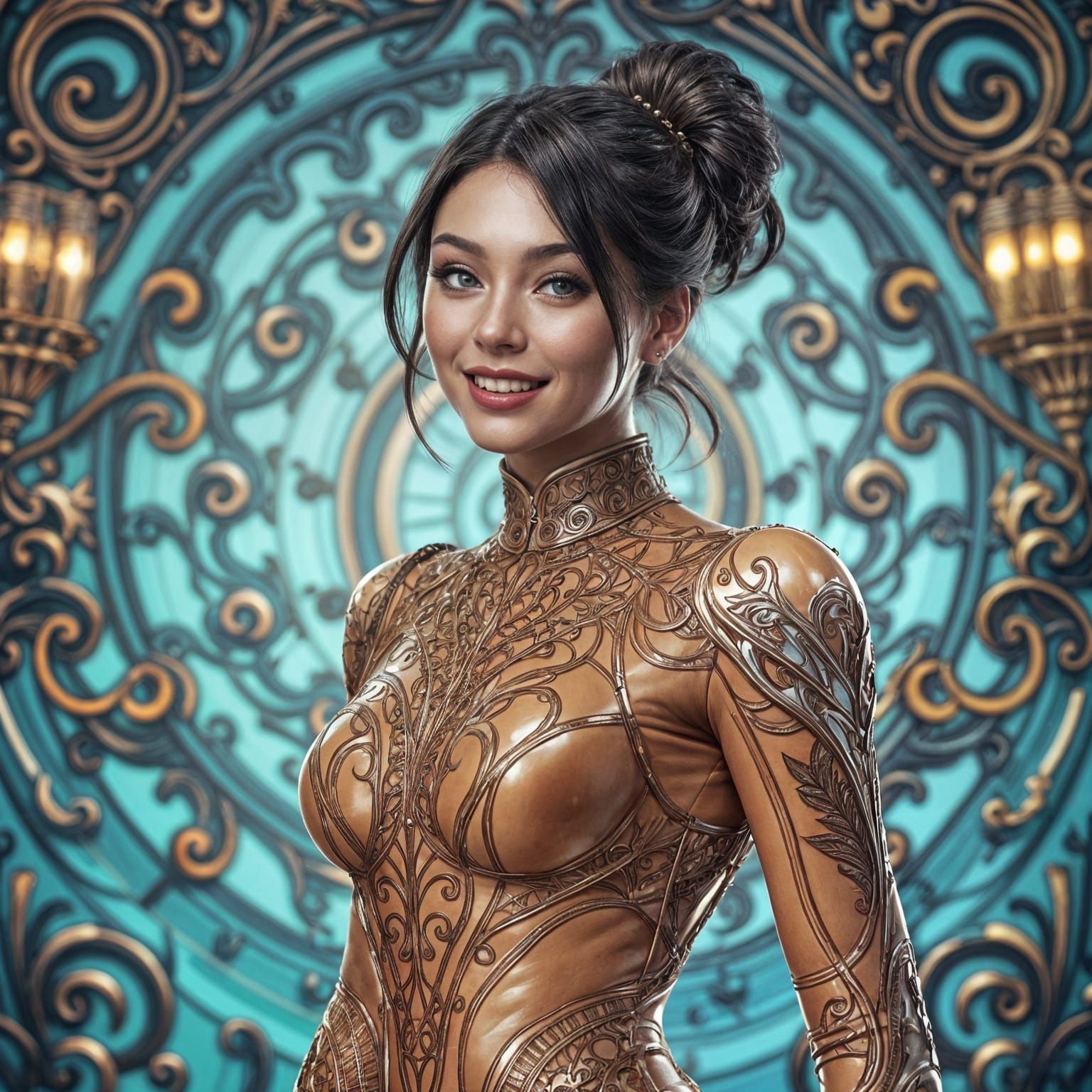 Hyperrealistic Woman in Latex: Intricate and Detailed