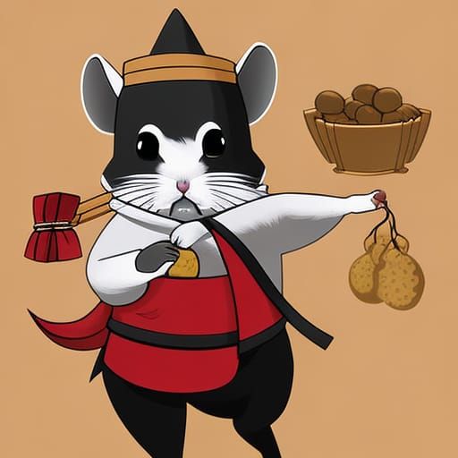 Hamtaro Hamster Ninja Stealing Potatoes, Sinister Art