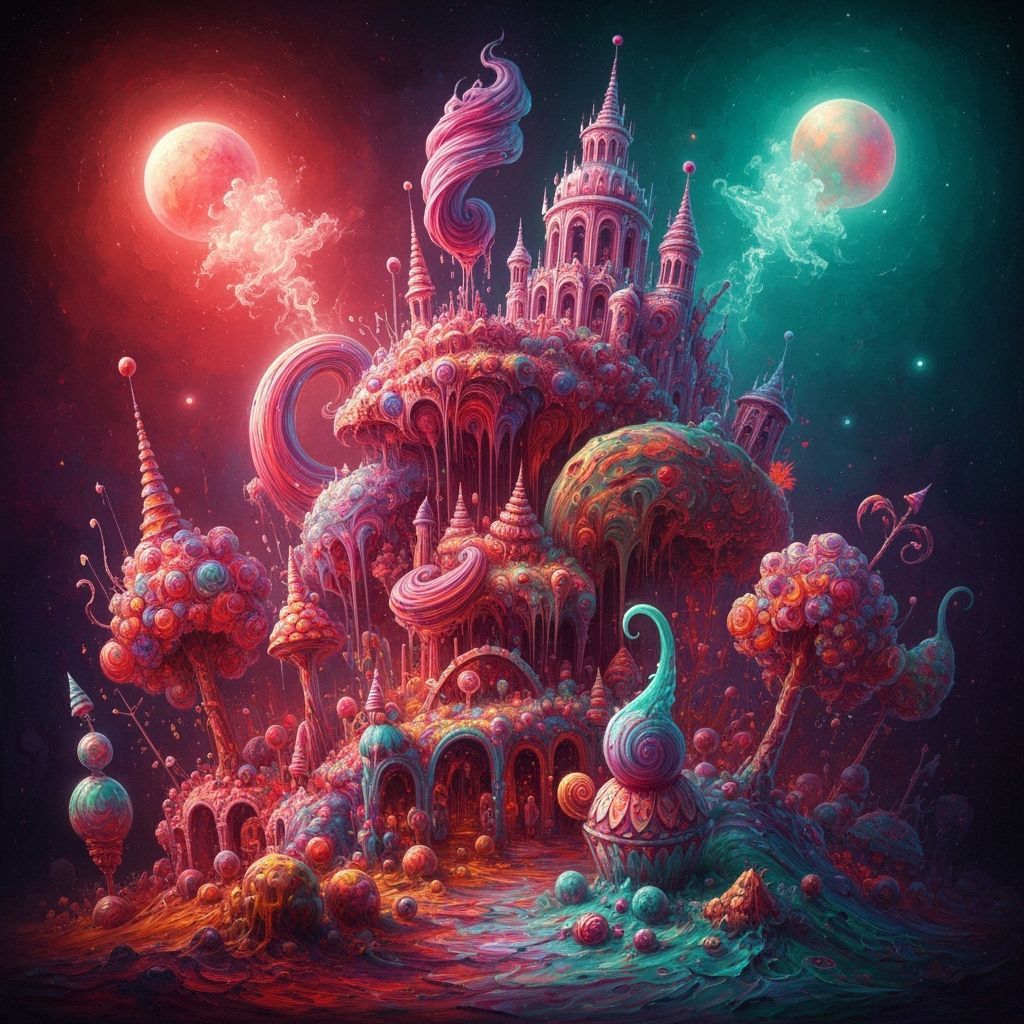 Candyland Matte Painting with Surrealist Fusion