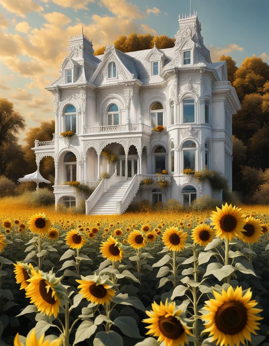 Dreamhouse in a Sunflower Field