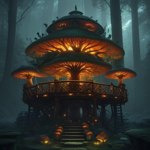 Glowing Mushroom Forest Castle in Unreal Engine 5