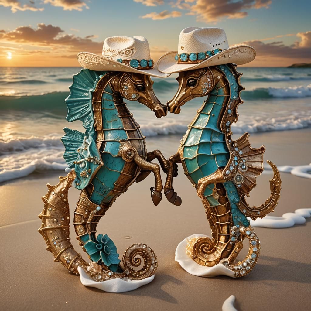 Seahorse Cowboy Line Dance at Sunset